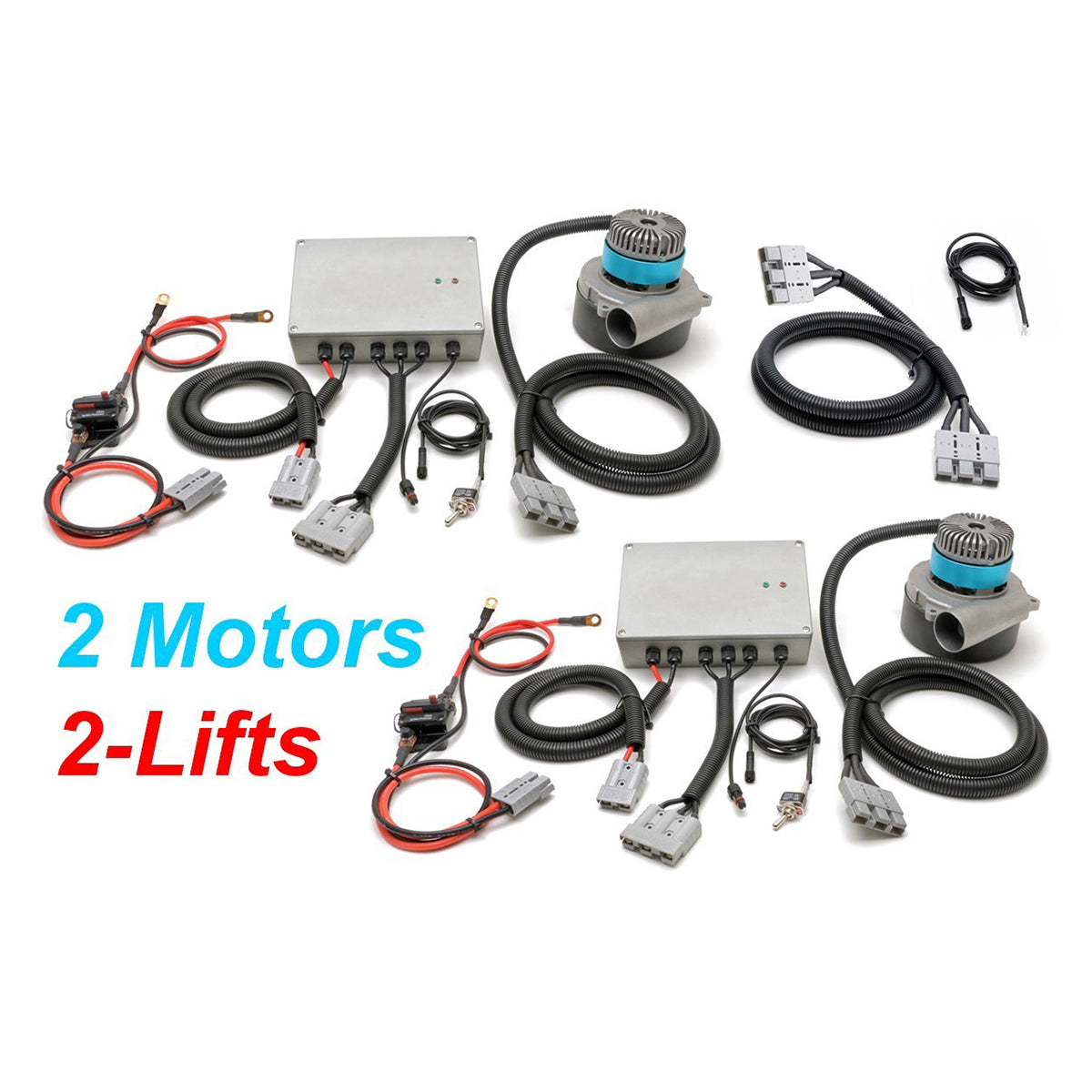 2M DC Boat Lift Blower Motor System + 40w-24v Boat Lift Solar Charging Kit (2-Lifts)