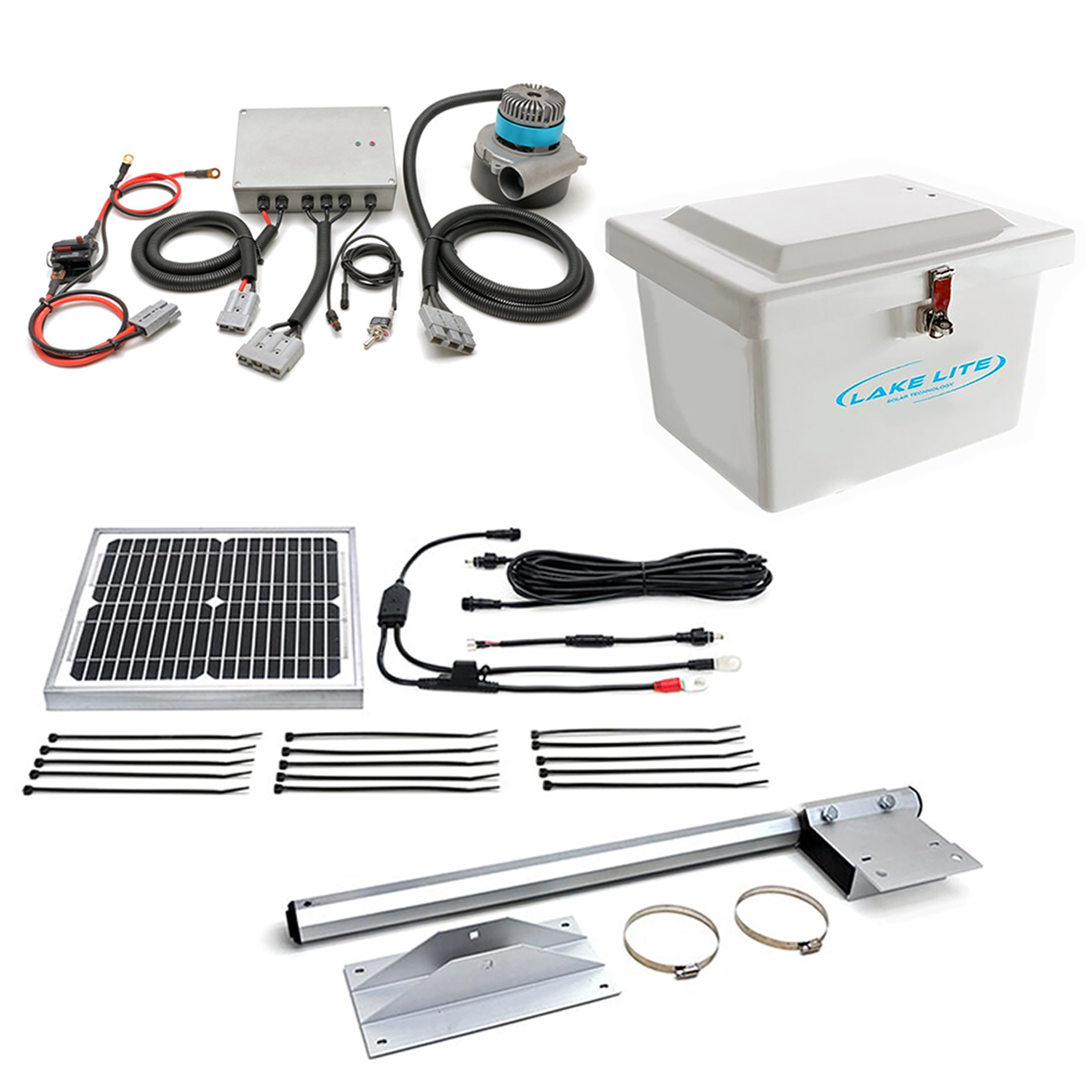 DC Boat Lift Blower Motor + Solar Charging Kit - 20W-24V