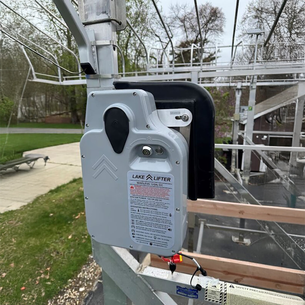 DCR boat lift motor mounted on a lift