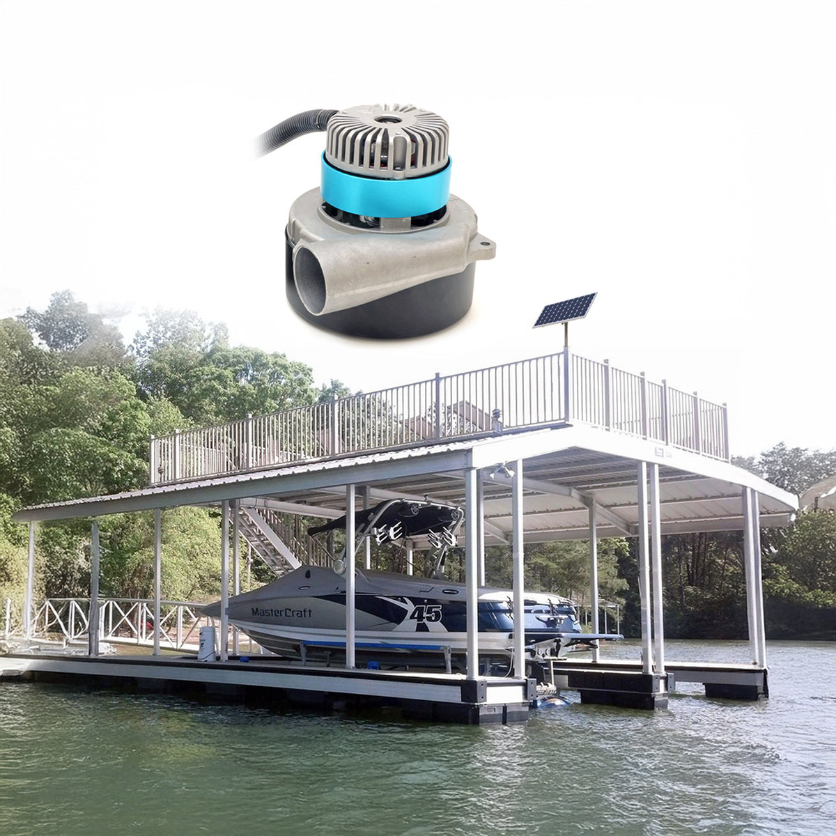 DC Boat Lift Blower Motor + Solar Charging Kit
