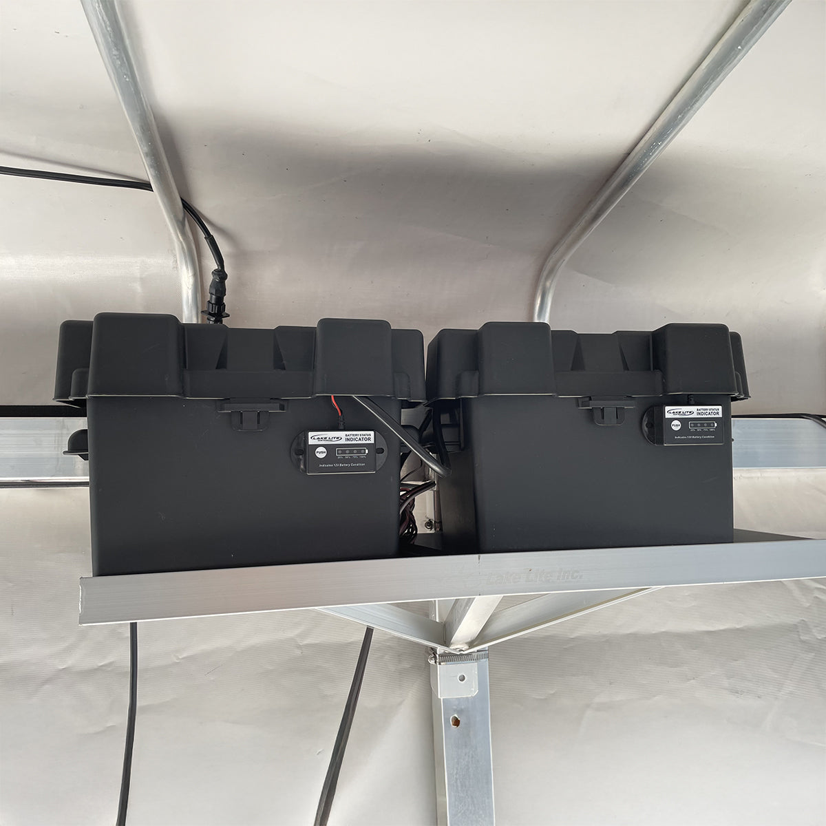 Dual Universal Boat Lift Battery Tray