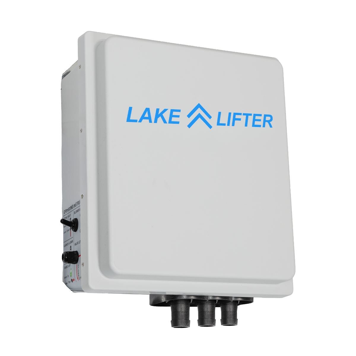 White rectangular device with 'Lake Lifter' branding on a white background