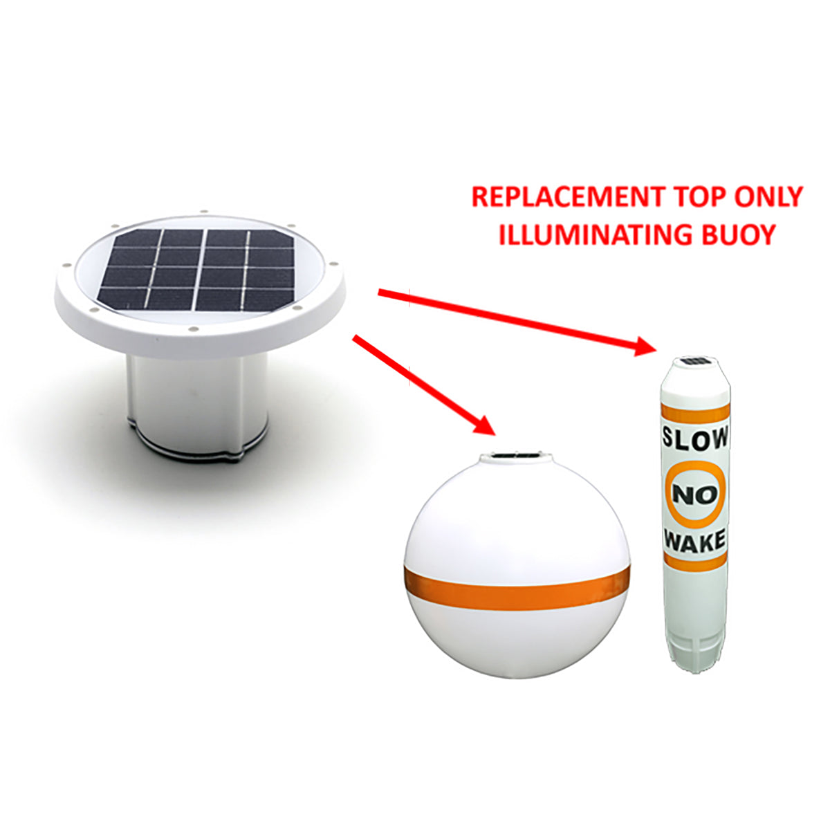 Solar Buoy Replacement Top - 3 Color LED Switchable