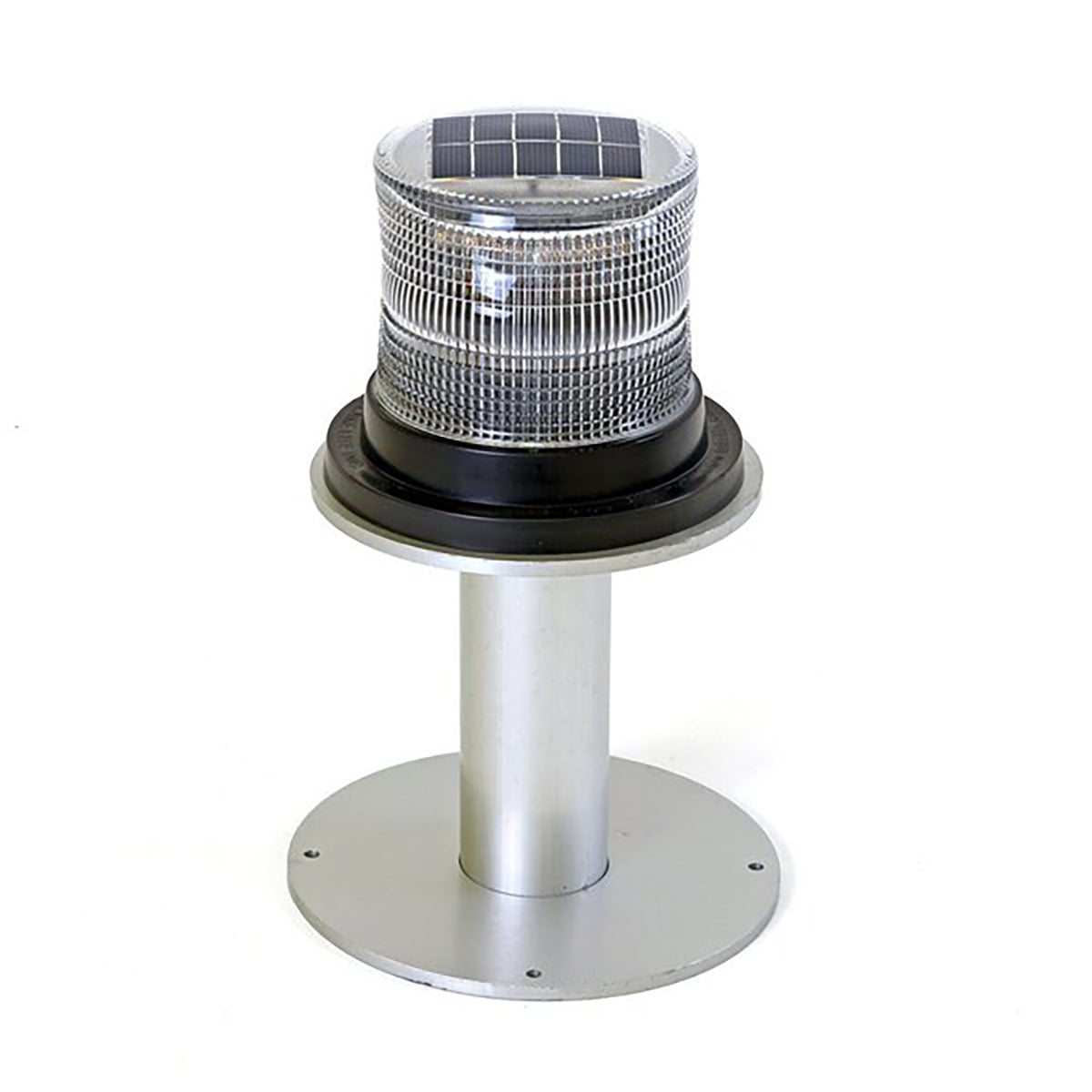 Solar-powered LED light on a white background