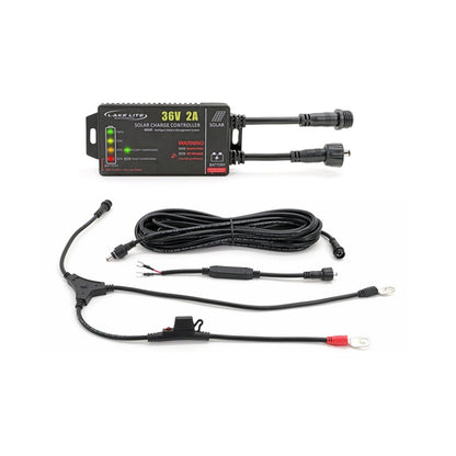 Solar charge controller with cables on a white background