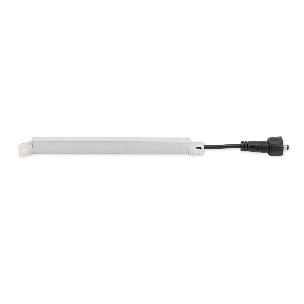 Tubular light fixture with a plug on a white background
