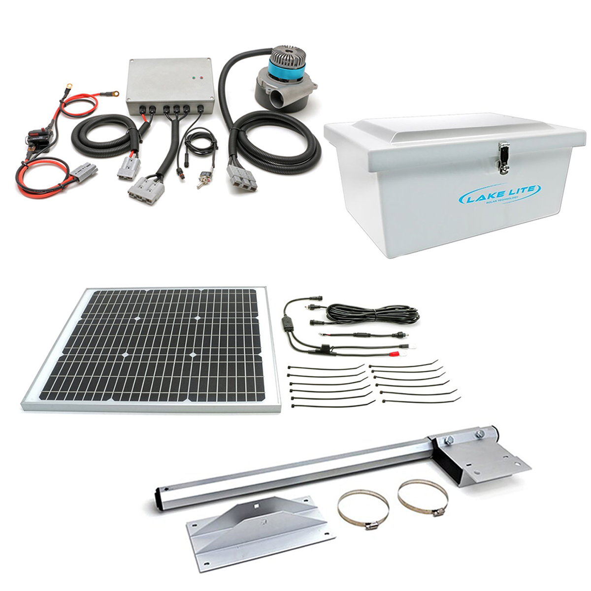DC Boat Lift Blower Motor + Solar Charging Kit - 40W-24V