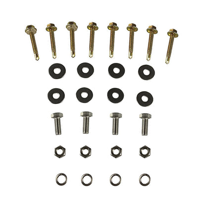 Set of screws and washers on a white background