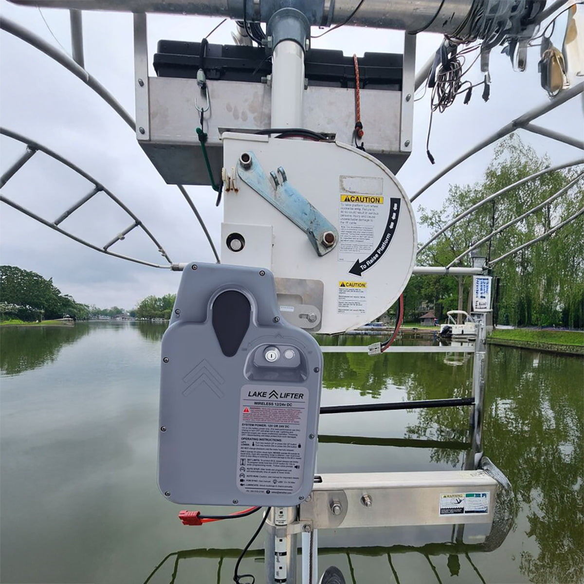 DCR boat lift motor mounted on a lift