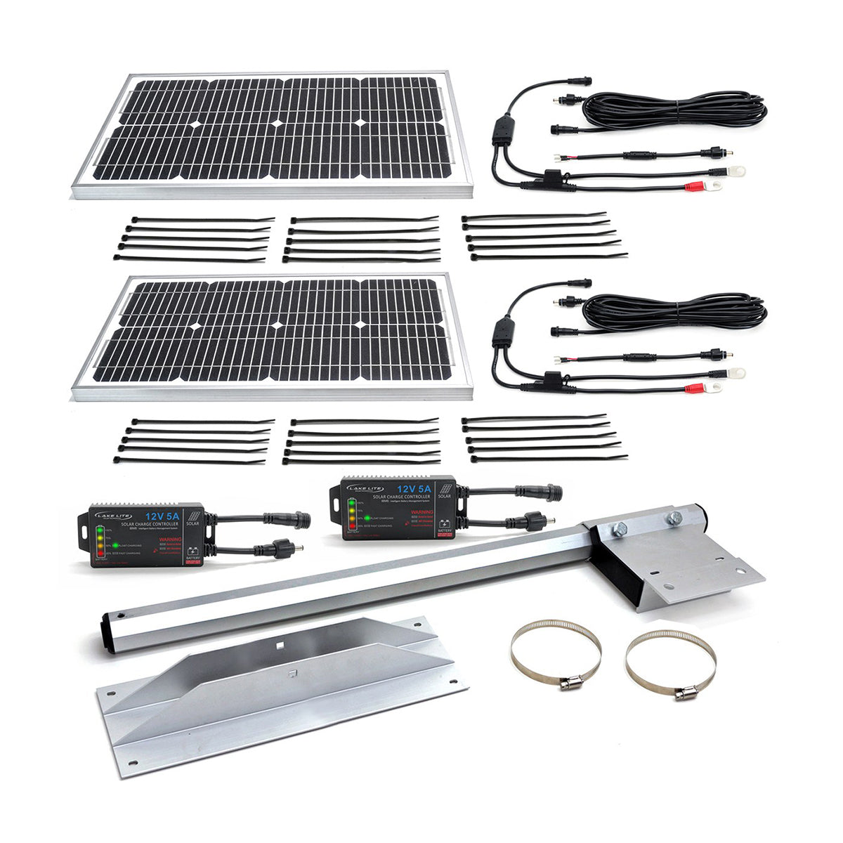 Dual Wake Boat Battery Solar Charging Kit