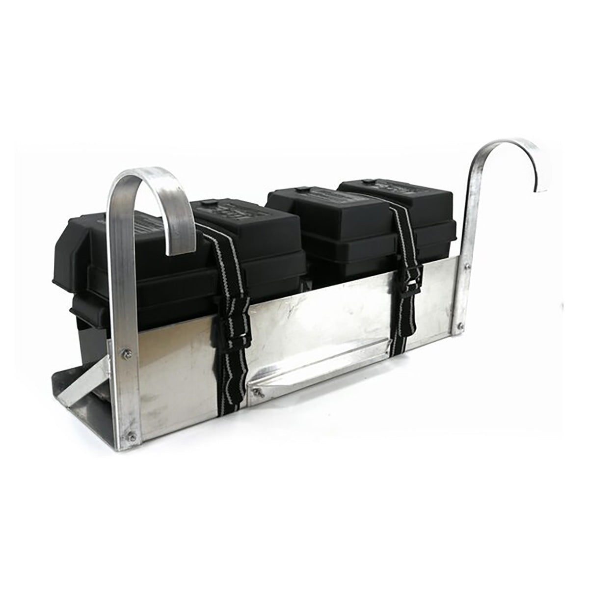 Dual Hanging Boat Lift Battery Tray - Rounded Arms
