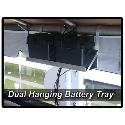 Dual Hanging Boat Lift Battery Tray - Rounded Arms
