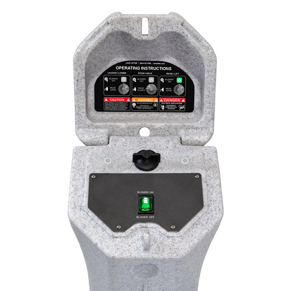 Lake Lifter electronic control panel in a pedestal on a white background
