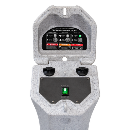 Lake Lifter control station with electronic control panel on a white background