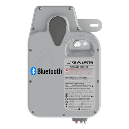 Lake Lifter electronic control unit with Bluetooth logo on a white background