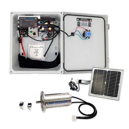 Electrical panel with wiring, solar panel, and battery charger on a white background