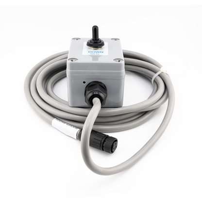 Control box with cables on a white background