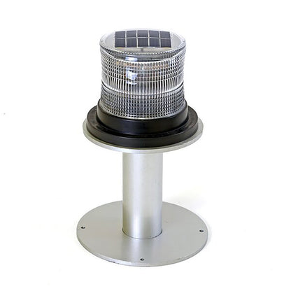 Solar-powered LED light on a white background